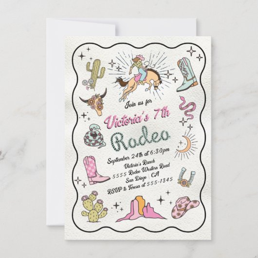 Western Cowgirl Rodeo hand getekend Verjaardag Kaart (Voorkant)