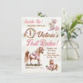 Western Cowgirl Rodeo Pink Bow Pony Verjaardag Kaart (Staand voorkant)