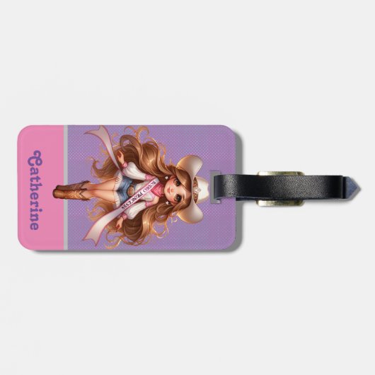 Western Cowgirl Rodeo Princess 1 Gepersonaliseerd Bagagelabel (Achterkant horizontaal)
