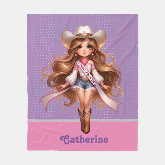 Western Cowgirl Rodeo Princess 1 Gepersonaliseerd Fleece Deken (Voorkant)