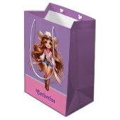 Western Cowgirl Rodeo Princess 1 Gepersonaliseerd Medium Cadeauzakje (Achterkant Gekanteld)