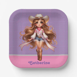 Western Cowgirl Rodeo Princess 1 Gepersonaliseerd Papieren Bordje