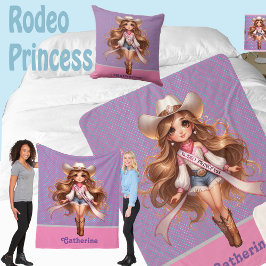 Western Cowgirl Rodeo Princess 1 Gepersonaliseerd Sherpa Deken