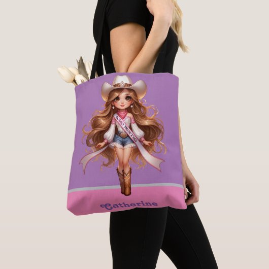 Western Cowgirl Rodeo Princess 1 Gepersonaliseerd Tote Bag (Dichtbij)