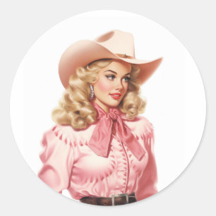  Western Cowgirl Ronde Sticker