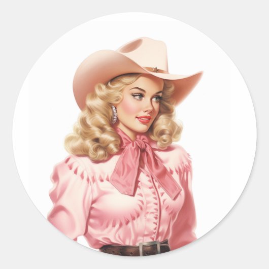  Western Cowgirl Ronde Sticker (Voorkant)