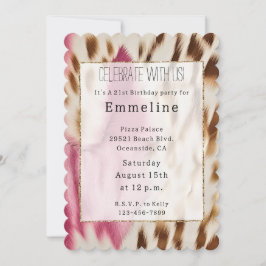 Western Cowgirl Roze Goud Wit Koeienhuid Kaart