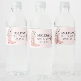 Western Cowgirl Roze Laarzen Petten op maat Waterfles Etiket