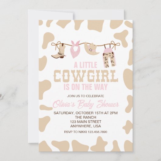 Western Cowgirl Roze Plaid Baby shower Uitnodiging (Voorkant)