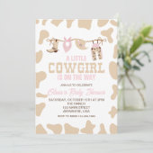 Western Cowgirl Roze Plaid Baby shower Uitnodiging (Staand voorkant)