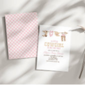 Western Cowgirl Roze Plaid Baby shower Uitnodiging