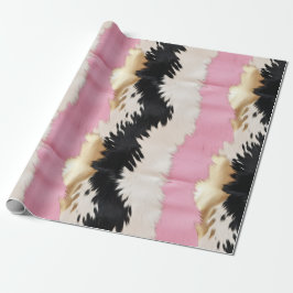 Western Cowgirl Roze Zwart Wit Goud Abstract Cadeaupapier