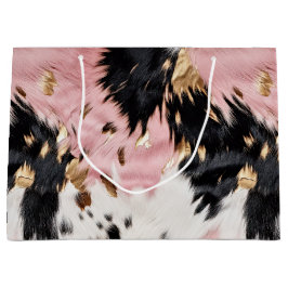 Western Cowgirl Roze Zwart Wit Goud Koeienhuid Groot Cadeauzakje