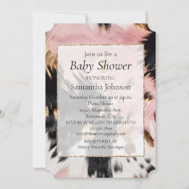 Western Cowgirl Roze Zwart Wit Goud Koeienhuid Kaart