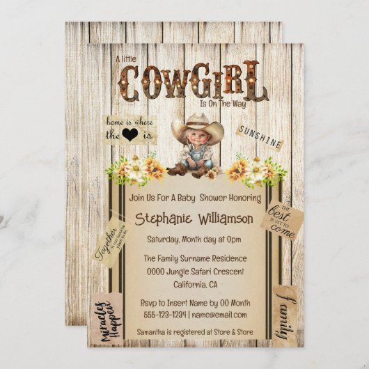 Western cowgirl rustiek scrapbooking dagboek bloem kaart (Voorkant / Achterkant)