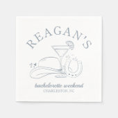 Western Cowgirl Schattige Hand getrokken vrijgezel Servet (Voorkant)