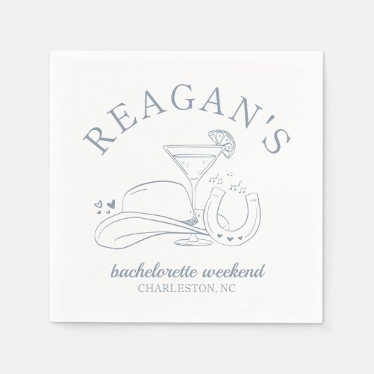 Western Cowgirl Schattige Hand getrokken vrijgezel Servet (Voorkant)