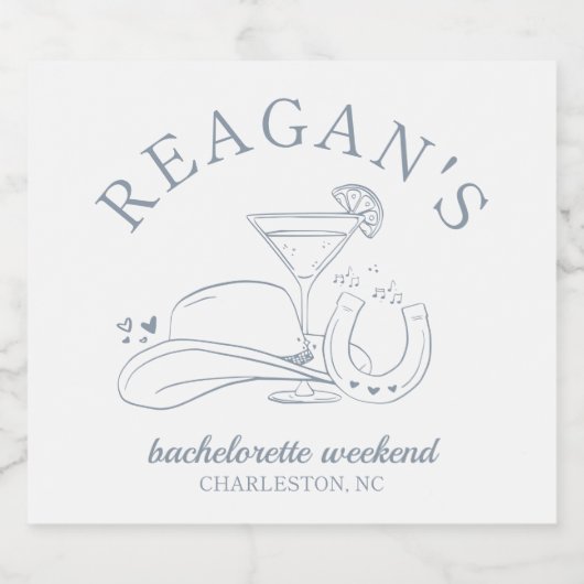 Western Cowgirl Schattige Hand getrokken vrijgezel Sparkling Wijnetiket (Enkel label)