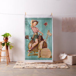 Western Cowgirl Sittin -Lg. Afdrukken Stof