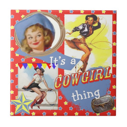  Western Cowgirl Thing Tegeltje (Voorkant)