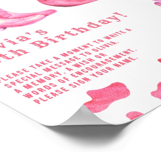 Western Cowgirl Time Capsule 1st birthday Poster (Hoek)