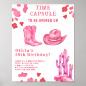 Western Cowgirl Time Capsule 1st birthday Poster (Voorkant)