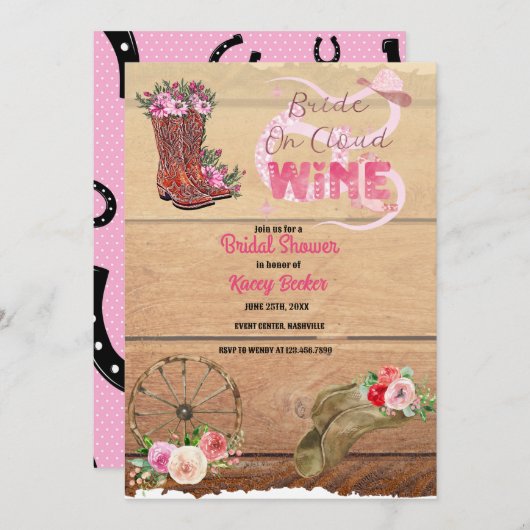 Western Cowgirl | Uitnodiging voor bendes (Voorkant / Achterkant)