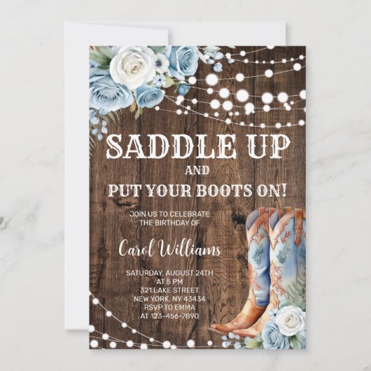 Western Cowgirl Verjaardagsfeest Kaart (Voorkant)