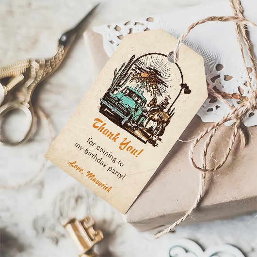 Western Cowgirl Verjaardagsfeestje Cadeau Labels Cadeaulabel