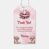 Western Cowgirl Verjaardagsfeestje Dank je wel Fav Cadeaulabel (Achterkant)