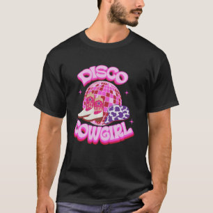 Western Cowgirl Yeehaw Pink Disco Ball Cowboy Boot T-shirt