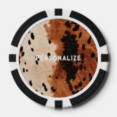 Western Cream Brown Cowboy Koeienhuid Poker Chips (Voorkant)