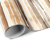 Western Cream Brown Stripes Verjaardag Cadeaupapier (Rol Hoek)