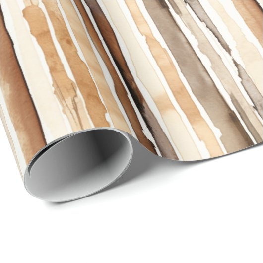 Western Cream Brown Stripes Verjaardag Cadeaupapier (Rol Hoek)