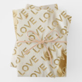 Western Cream Wit Goud Glitz Liefde Inpakpapier Vel (In situ)