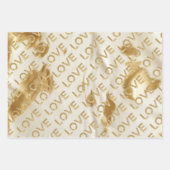Western Cream Wit Goud Glitz Liefde Inpakpapier Vel (Voorkant)