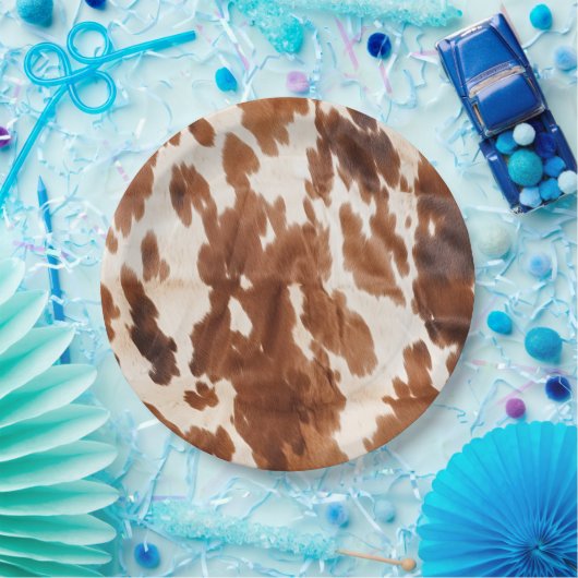 Western crème bruin Koeienhuid Papieren Bordje (Feest)