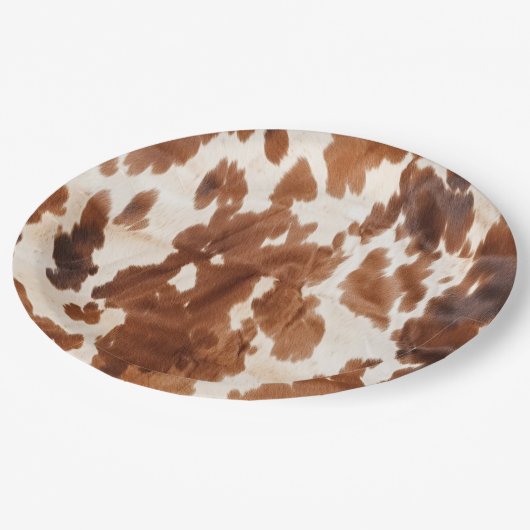 Western crème bruin Koeienhuid Papieren Bordje (Gekanteld)