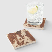 Western crème bruin zwart Koeienhuid Stenen Onderzetter (Zijkant)