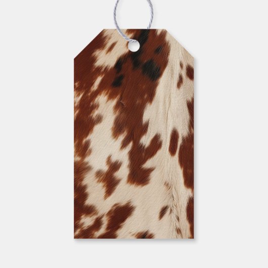 Western crème gevlekt bruin zwart Koeienhuid Cadeaulabel (Achterkant)