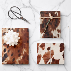 Western crème gevlekt bruin zwart Koeienhuid Inpakpapier Vel