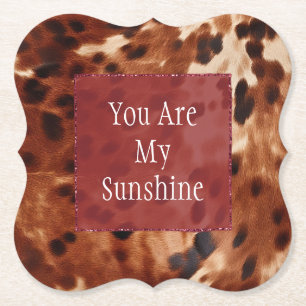 Western crème gevlekt bruin zwart Koeienhuid Kartonnen Onderzetters