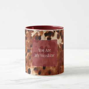 Western crème gevlekt bruin zwart Koeienhuid Mok