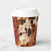Western crème gevlekt bruin zwart Koeienhuid Papieren Bekers (Links)