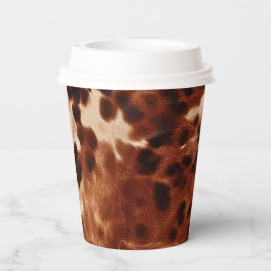 Western crème gevlekt bruin zwart Koeienhuid Papieren Bekers (Achterkant)