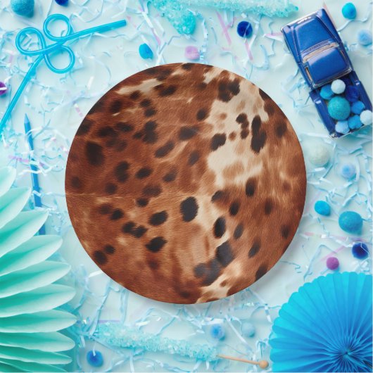 Western crème gevlekt bruin zwart Koeienhuid Papieren Bordje (Feest)