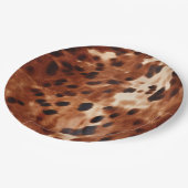 Western crème gevlekt bruin zwart Koeienhuid Papieren Bordje (Gekanteld)