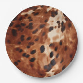 Western crème gevlekt bruin zwart Koeienhuid Papieren Bordje (Voorkant)