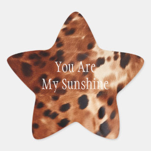 Western crème gevlekt bruin zwart Koeienhuid Ster Sticker