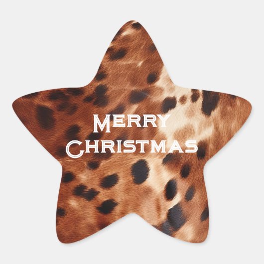 Western crème gevlekt bruin zwart Koeienhuid Ster Sticker (Voorkant)